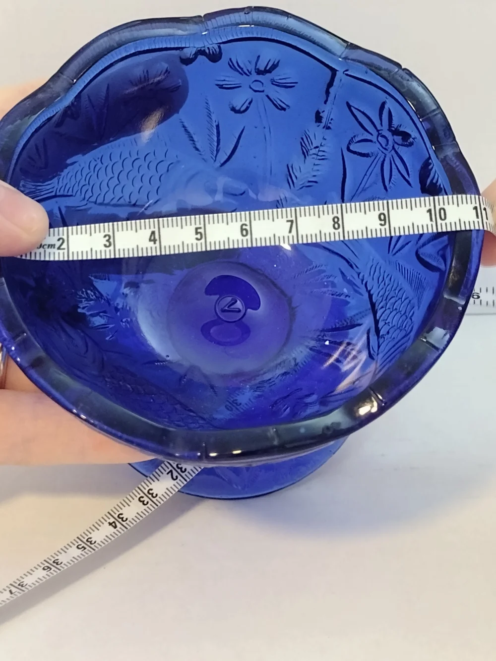 Indiana Glass Cobalt Blue Pressed Glass Pedestal Dish